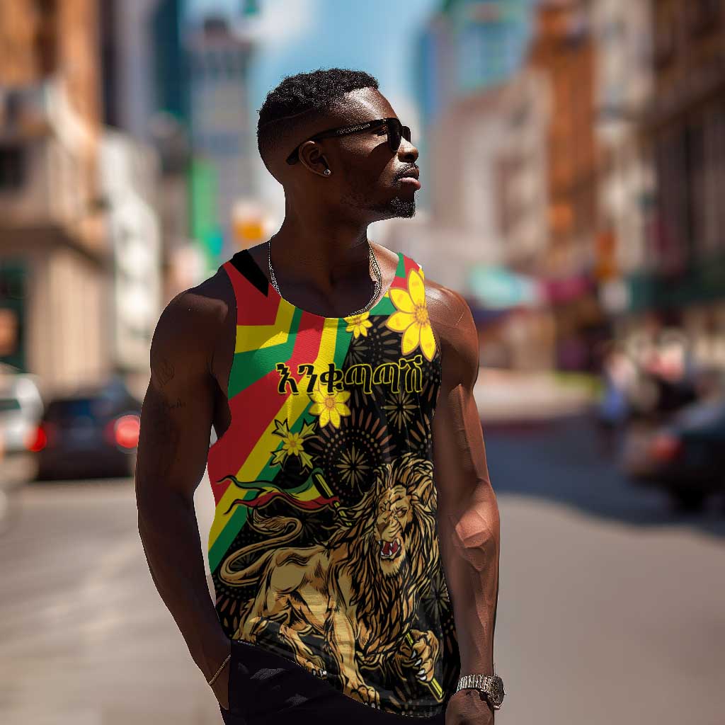 Enkutatash Ethiopia New Year Men Tank Top Lion of Judah Adey Abeba Flower LT01