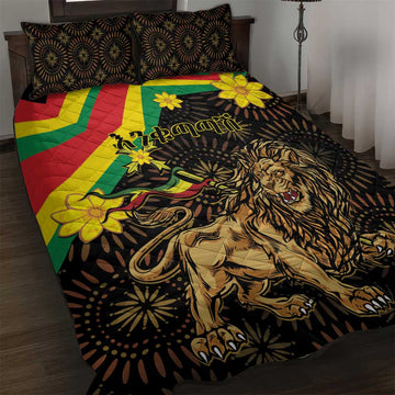 Enkutatash Ethiopia New Year Quilt Bed Set Lion of Judah Adey Abeba Flower LT01
