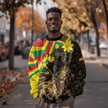 Enkutatash Ethiopia New Year Sweatshirt Lion of Judah Adey Abeba Flower LT01