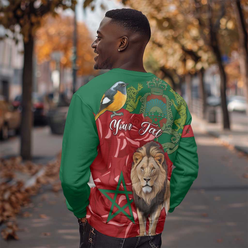 Morocco Independence Day Sweatshirt with Barbary Lion and Moussier's Redstart LT01