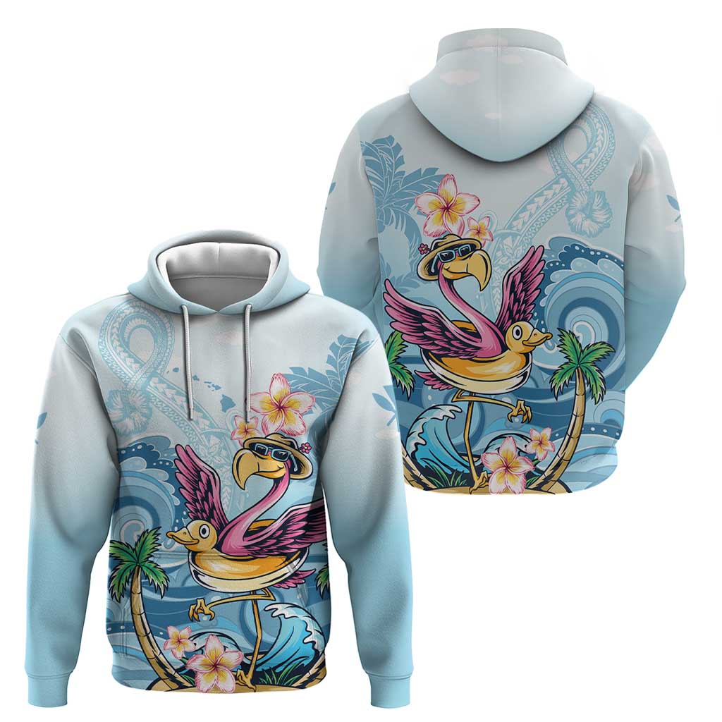 Hawaii Flamingo Hoodie Plumeria Tropical Beach LT01