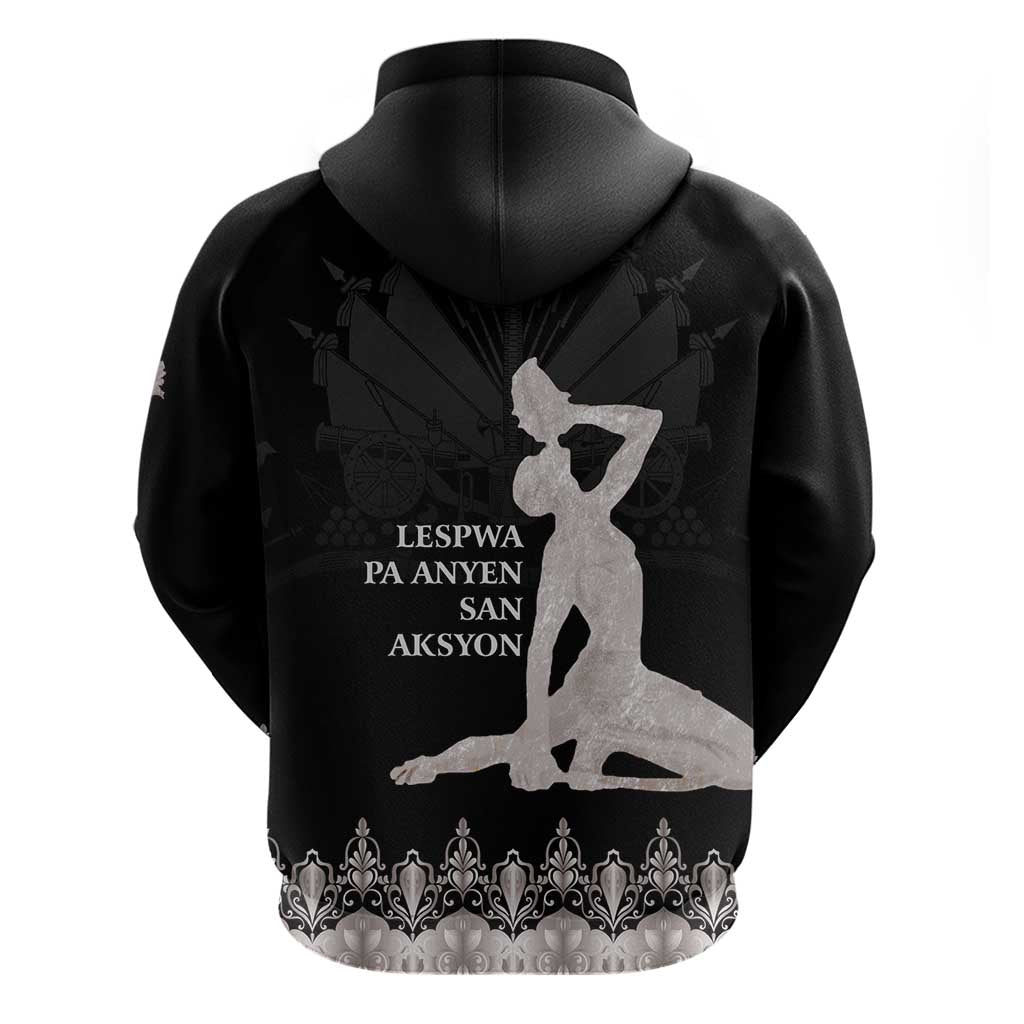 Haiti Neg Marron Silver Hoodie Hope is Nothing Without Action LT01