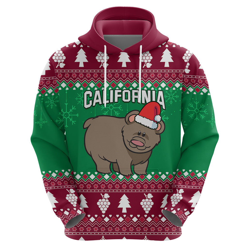 Custom California Christmas Hoodie Santa Grizzly Bear With Grape LT01