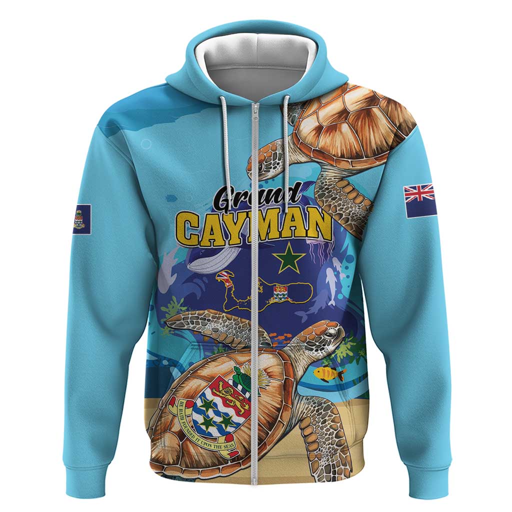 Grand Cayman Map Sea Turtle Hoodie Ocean Vibes LT01