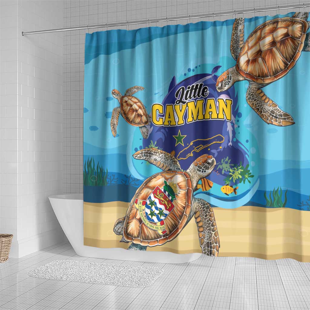 Little Cayman Map Sea Turtle Shower Curtain Ocean Vibes LT01