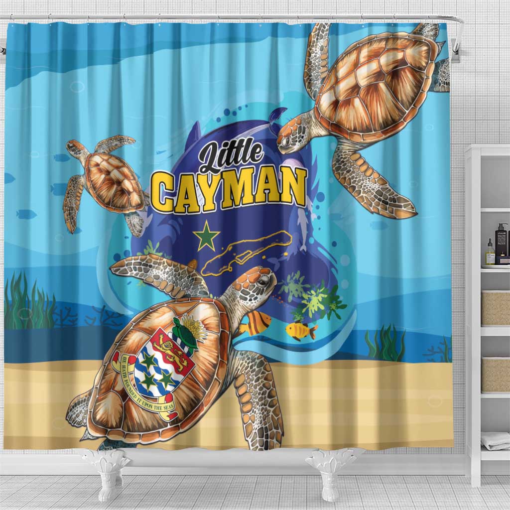 Little Cayman Map Sea Turtle Shower Curtain Ocean Vibes LT01