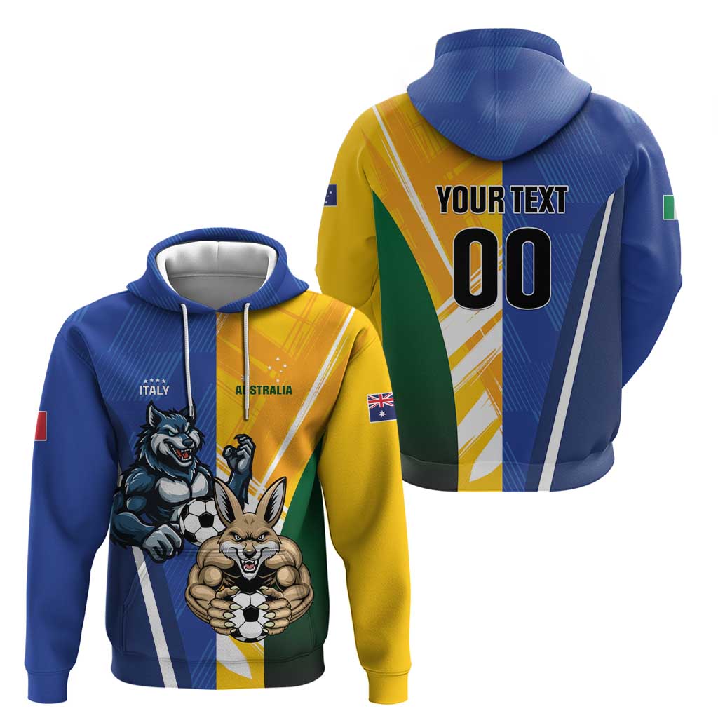 Custom Italy And Australia Soccer Hoodie Gli Azzurri Vs Socceroos LT01