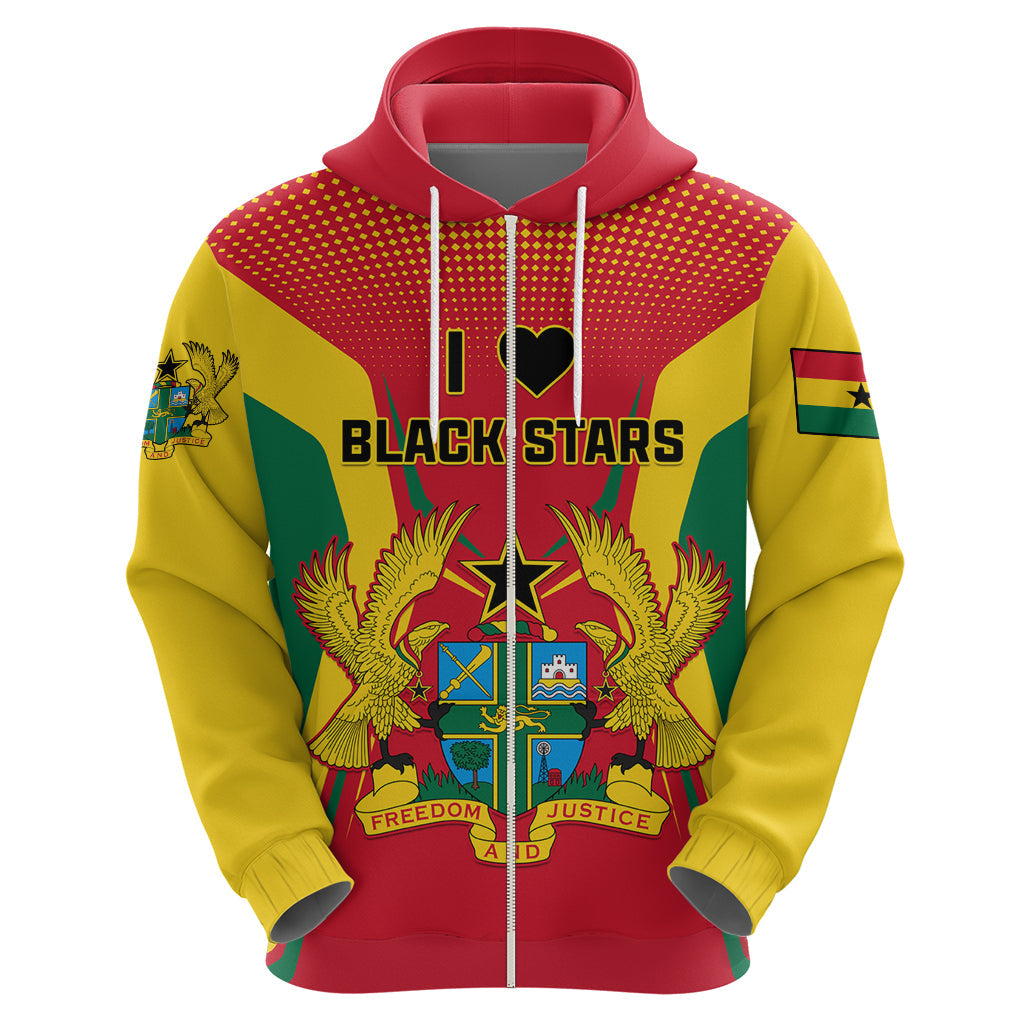 Ghana Football Hoodie I Love Black Stars LT01