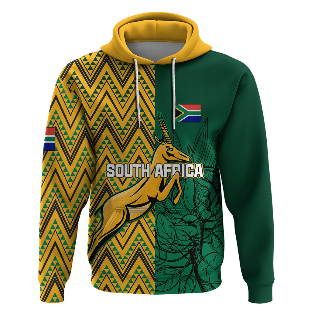 Personalised South Africa Hoodie Springbok and Proteas African Pattern LT01