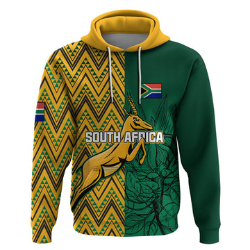 Personalised South Africa Hoodie Springbok and Proteas African Pattern LT01