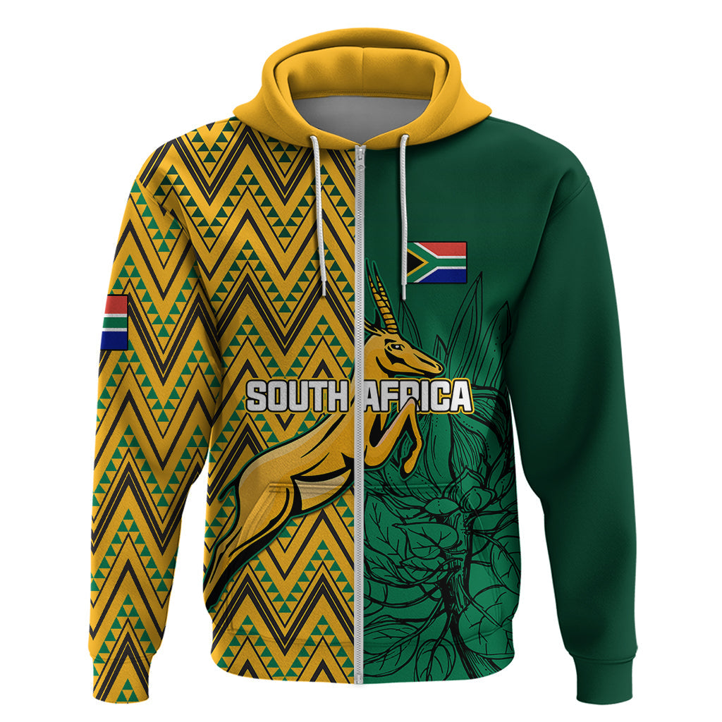 Personalised South Africa Hoodie Springbok and Proteas African Pattern LT01