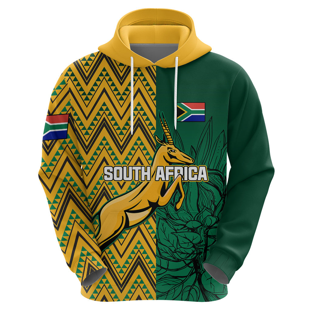 Personalised South Africa Hoodie Springbok and Proteas African Pattern LT01