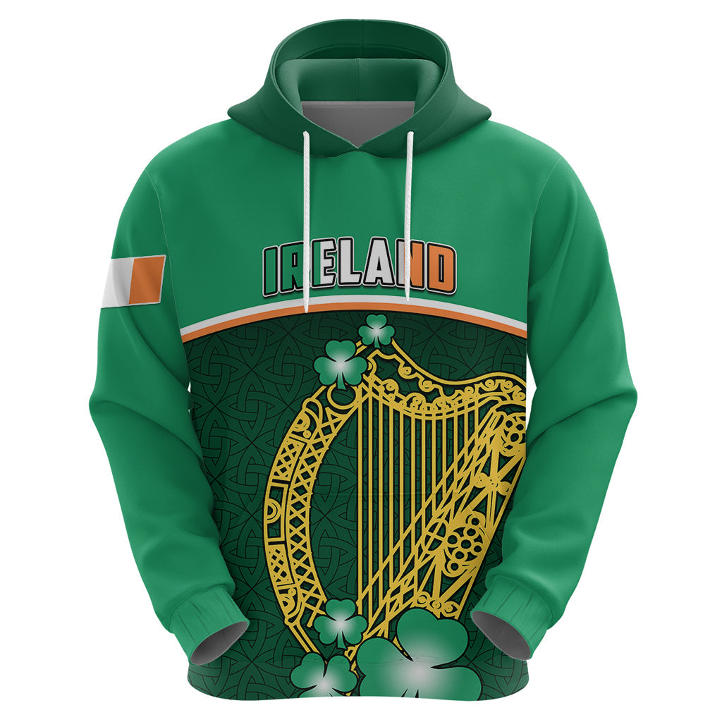 Personalised Ireland Hoodie Irish Shamrock Harp Mix Celtic Pattern LT01