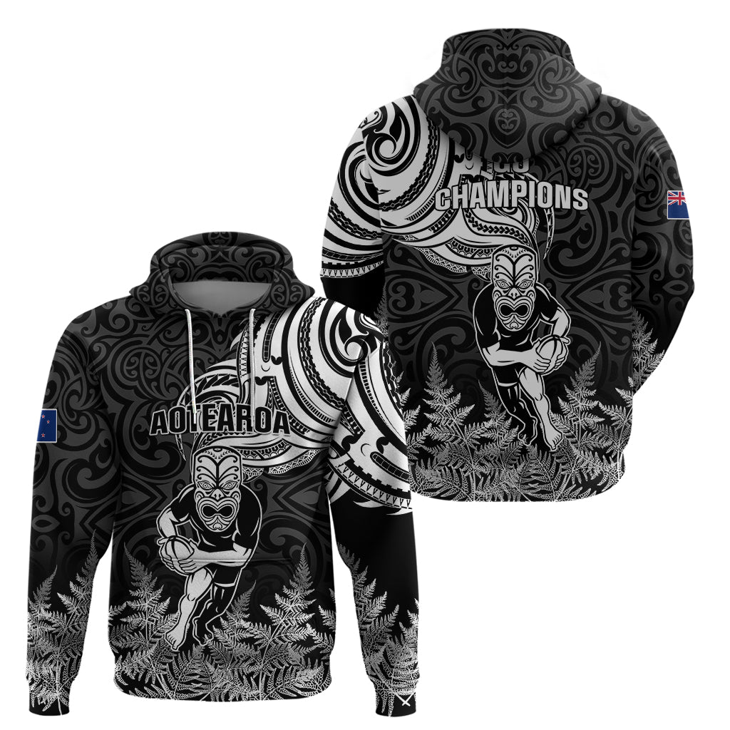 New Zealand Silver Fern Rugby Hoodie Maori Tiki Player With Ta Moko Tribal LT01