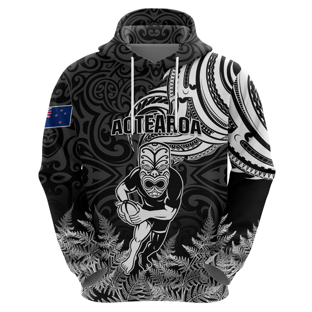 New Zealand Silver Fern Rugby Hoodie Maori Tiki Player With Ta Moko Tribal LT01