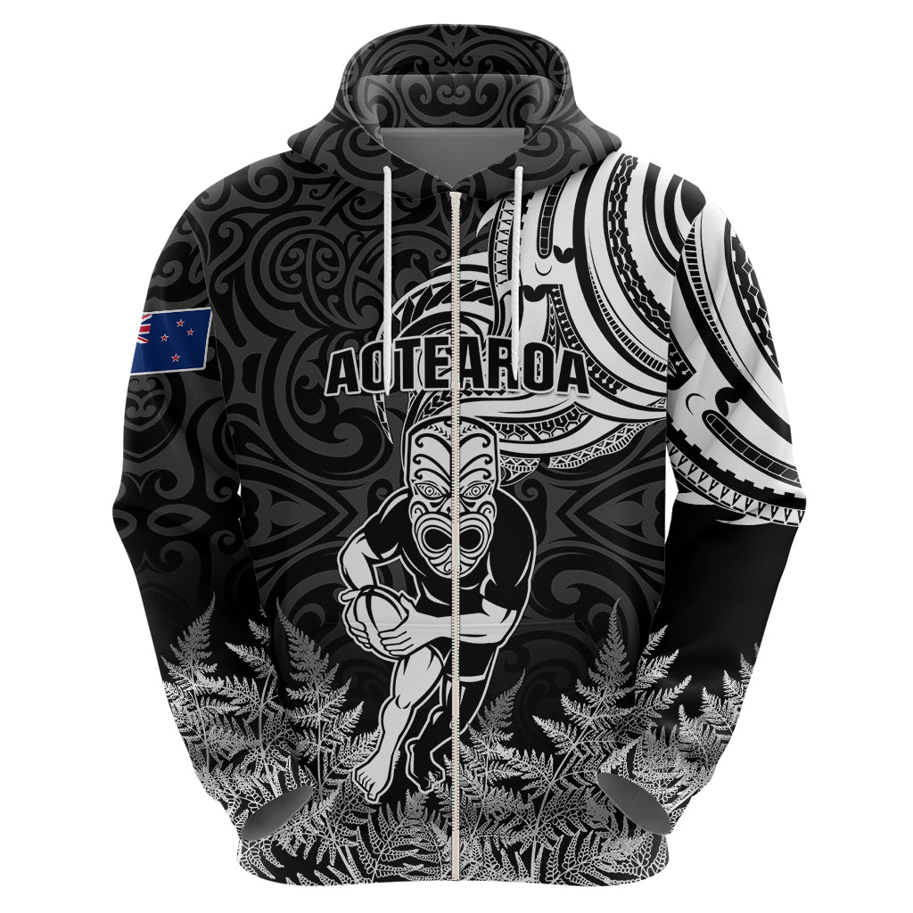 New Zealand Silver Fern Rugby Hoodie Maori Tiki Player With Ta Moko Tribal LT01