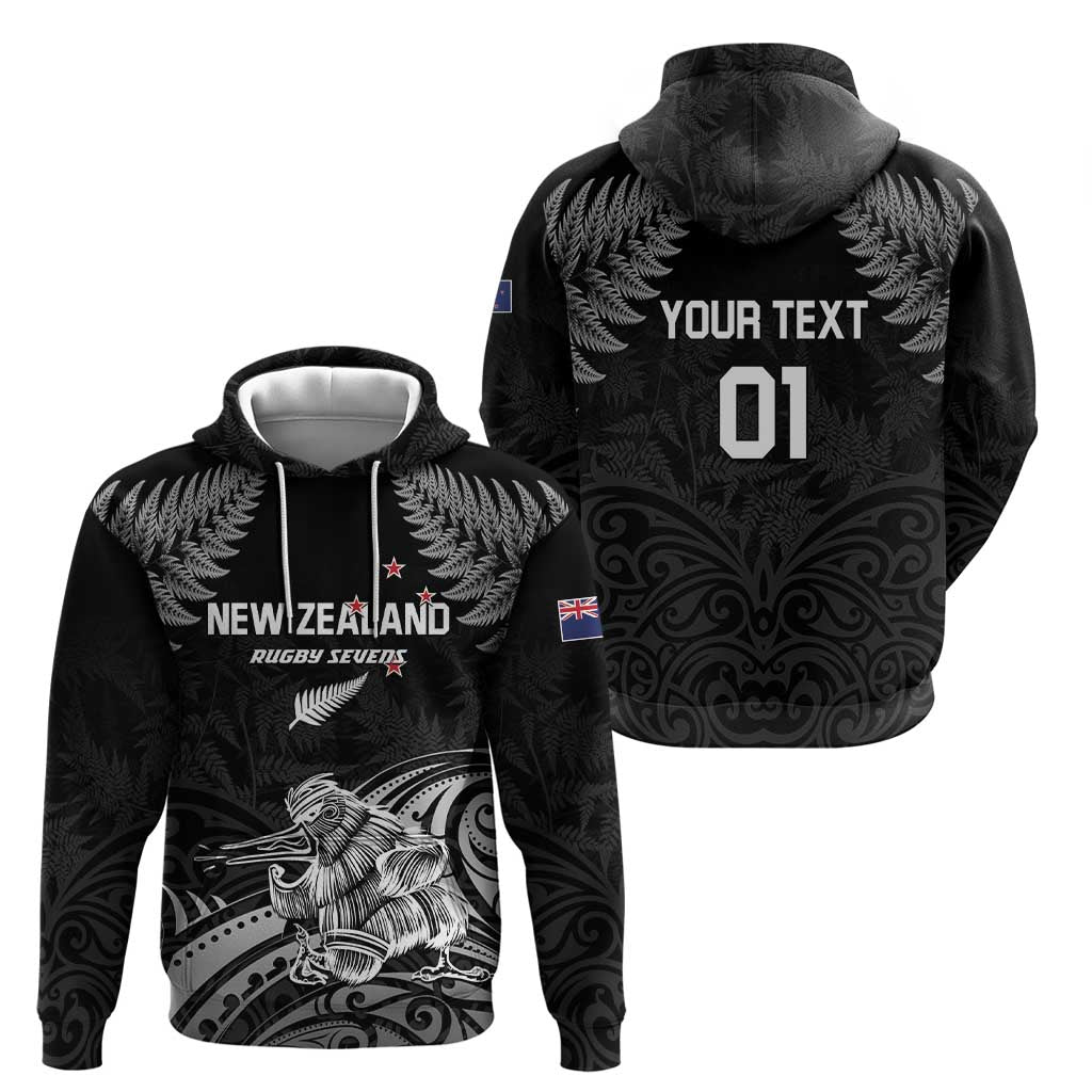 Custom New Zealand 2024 Rugby Hoodie Silver Fern Aotearoa Kiwi LT01