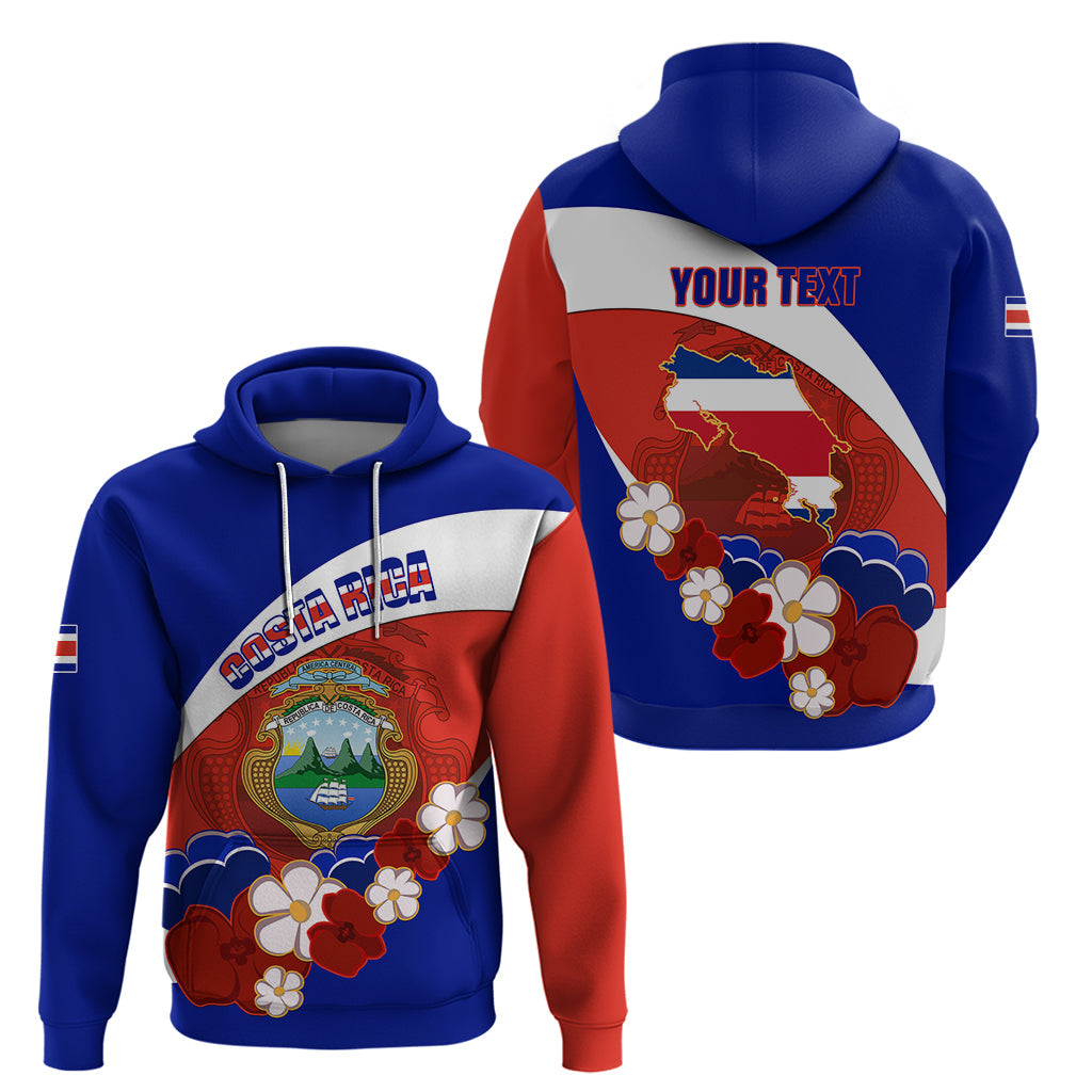 Personalised Costa Rica Hoodie Costa Rica Coat Of Arms With Flowers LT01