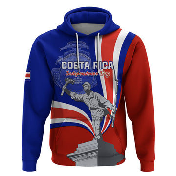 Personalised Costa Rica Independence Day Hoodie Juan Santamaria National Hero LT01