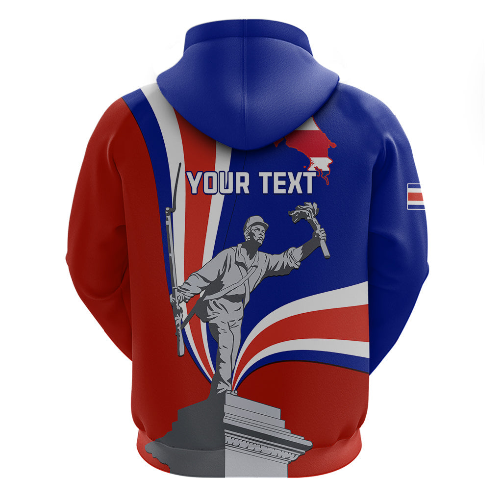 Personalised Costa Rica Independence Day Hoodie Juan Santamaria National Hero LT01
