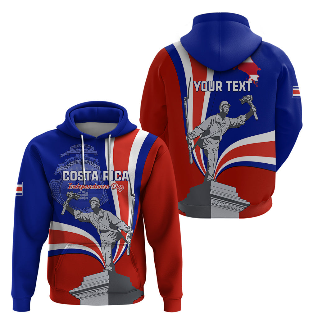 Personalised Costa Rica Independence Day Hoodie Juan Santamaria National Hero LT01