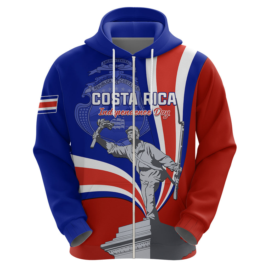 Personalised Costa Rica Independence Day Hoodie Juan Santamaria National Hero LT01