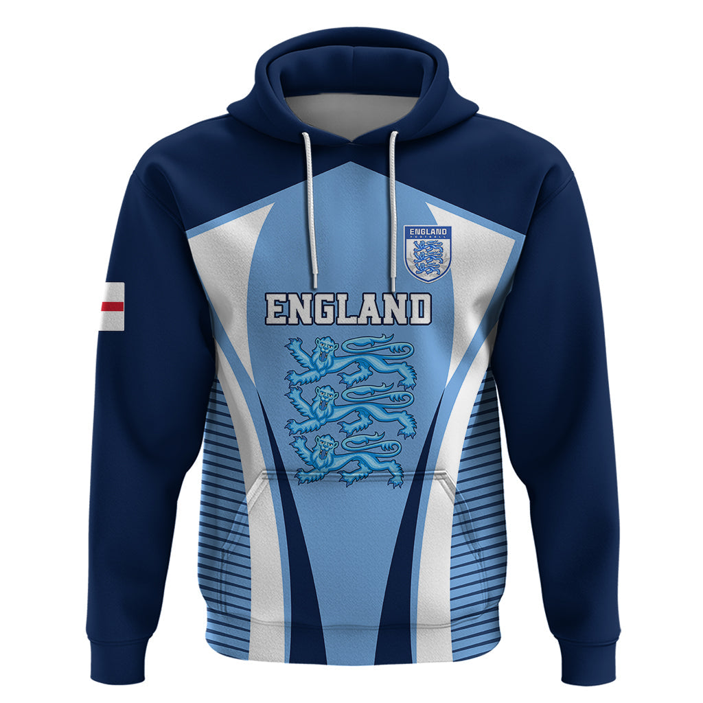 Personalised England Football Hoodie Lionesses Blue Sporty Style LT01