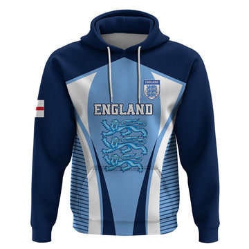 Personalised England Football Hoodie Lionesses Blue Sporty Style LT01