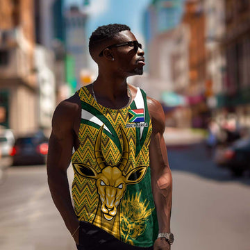 Custom South Africa Rugby Men Tank Top - Come On Bokke, Champion World Cup LT01