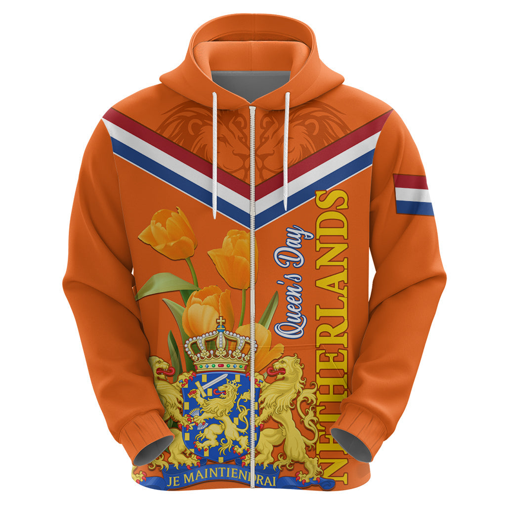 Netherlands Queen Day 2024 Hoodie Nederland Koningsdag Orange Tulips LT01