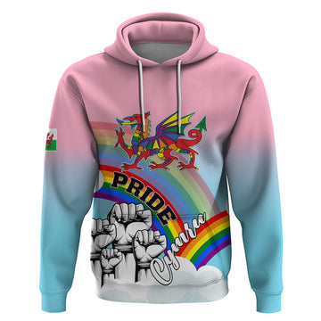 Pride Cymru Hoodie Welsh Dragon Rainbow Version LT01