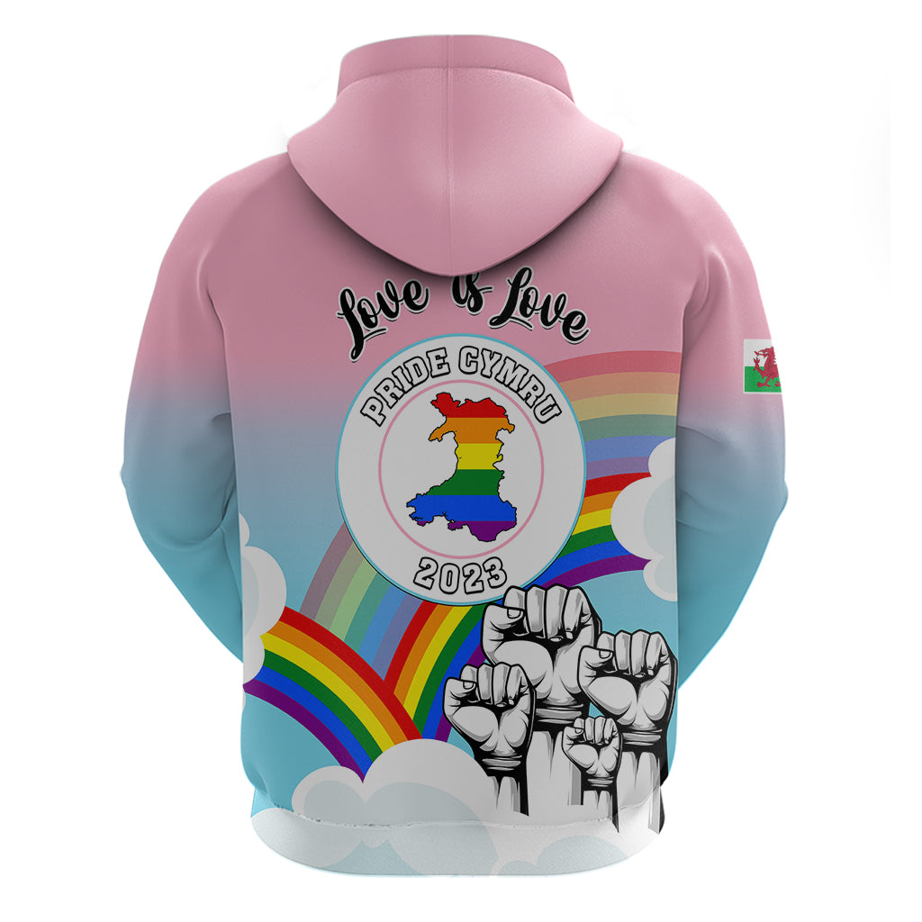 Pride Cymru Hoodie Welsh Dragon Rainbow Version LT01
