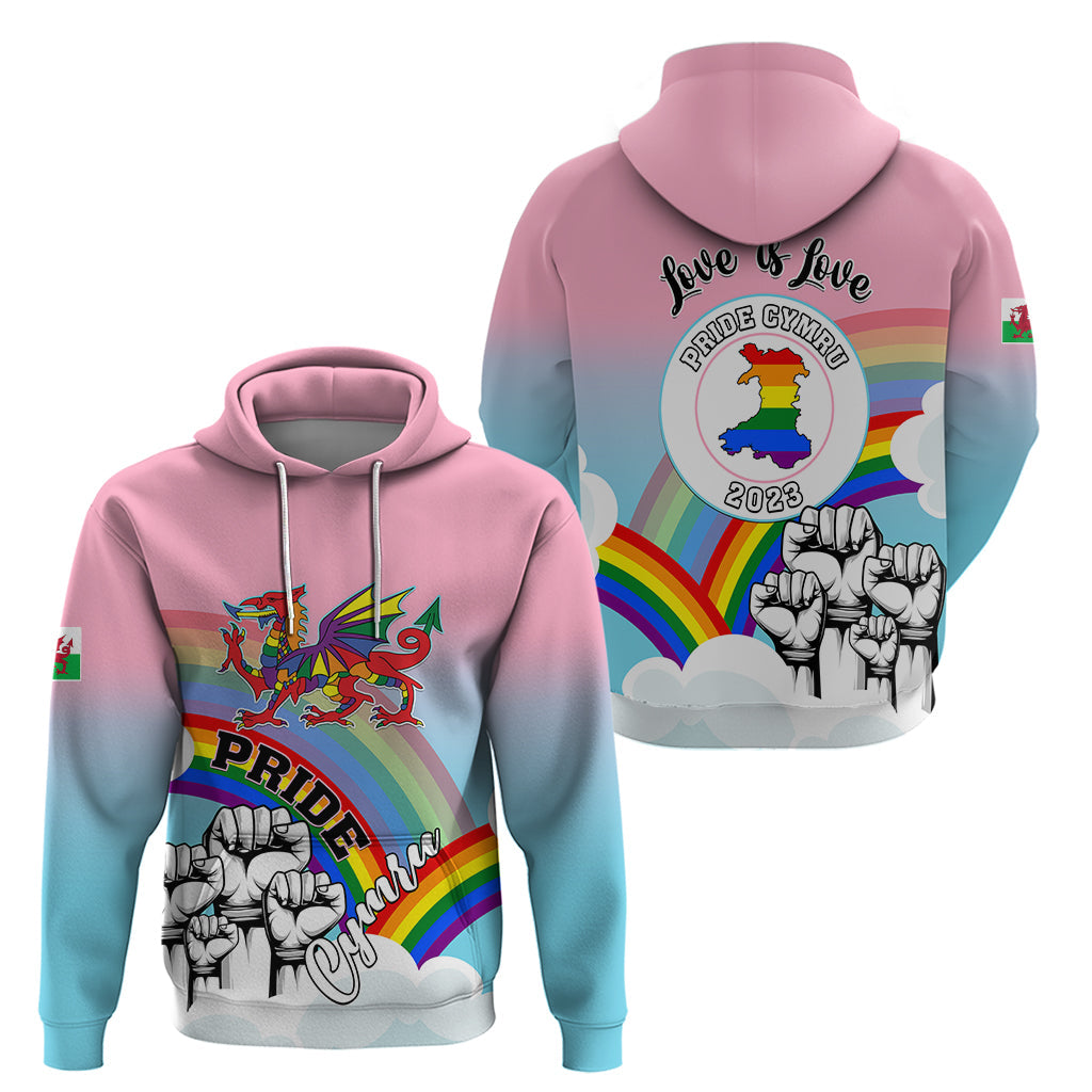 Pride Cymru Hoodie Welsh Dragon Rainbow Version LT01