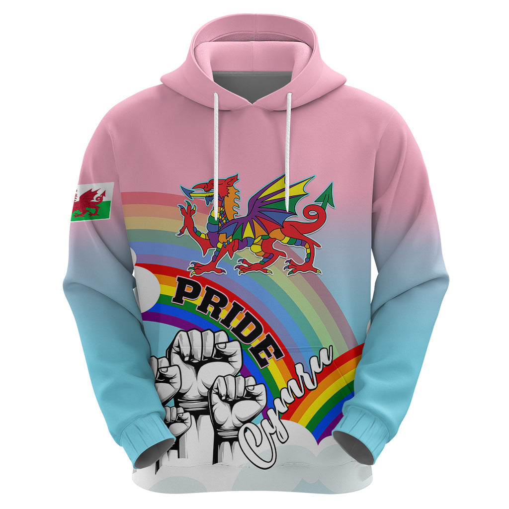Pride Cymru Hoodie Welsh Dragon Rainbow Version LT01