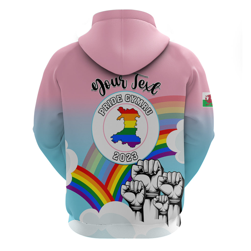 Personalised Pride Cymru Hoodie Welsh Dragon Rainbow Version LT01