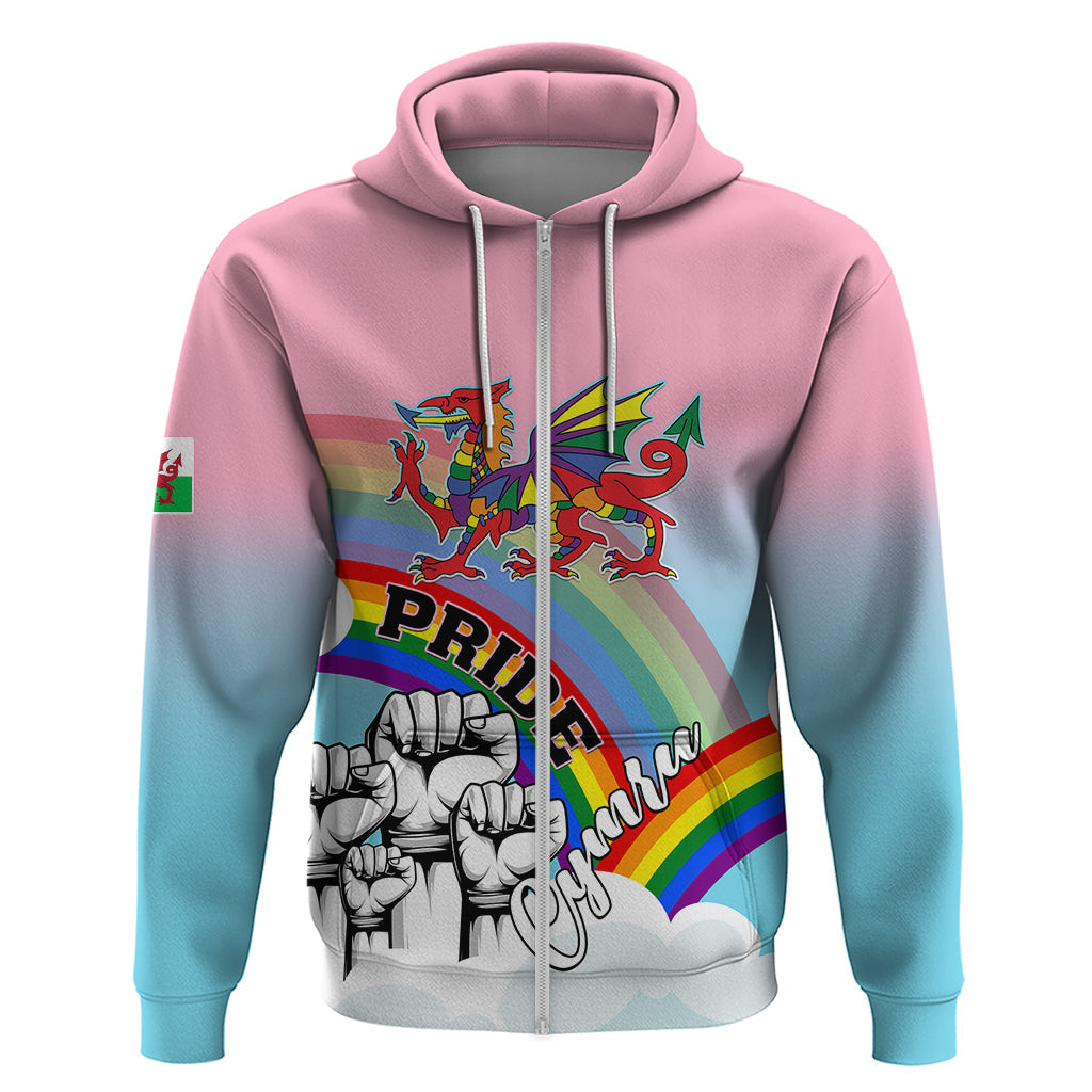Personalised Pride Cymru Hoodie Welsh Dragon Rainbow Version LT01