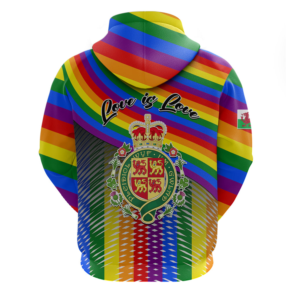 Pride Cymru Hoodie Love is Love Welsh Red Dragon LT01