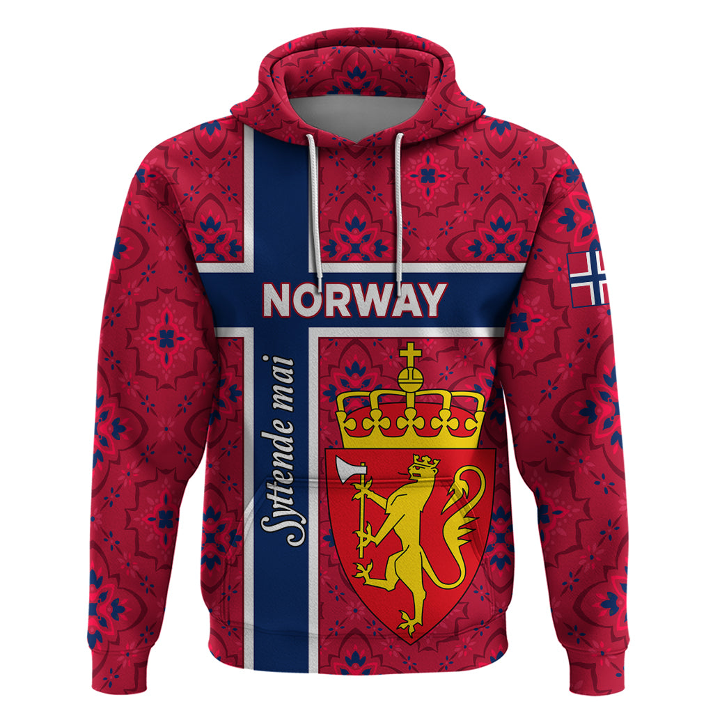 Norway Constitution Day Hoodie Norge Folk Pattern Flag Style LT01