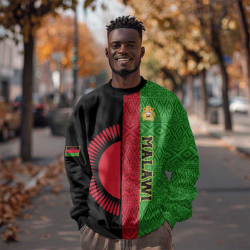 Personalized Malawi Sweatshirt with Coat of Arms and African Pattern LT01