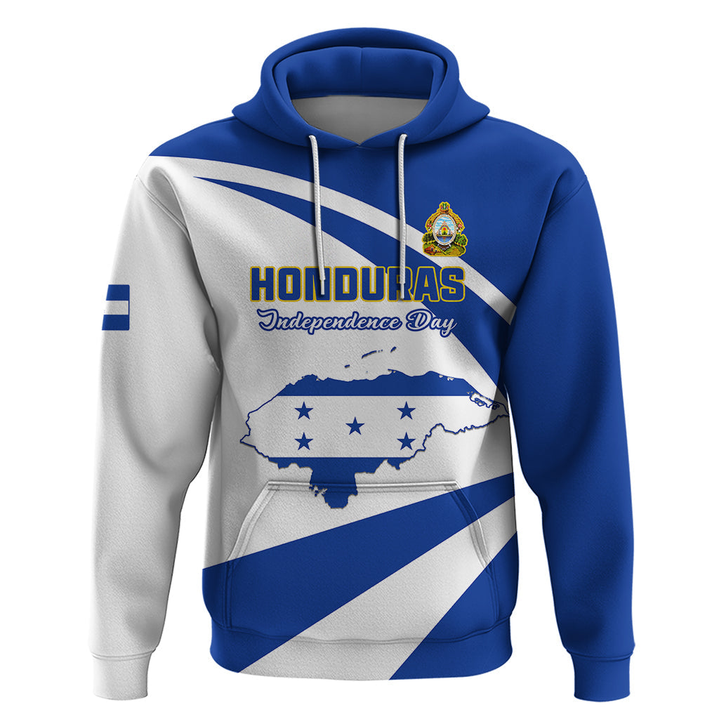 Personalised Honduras Independence Day Hoodie Map With Coat Of Arms LT01