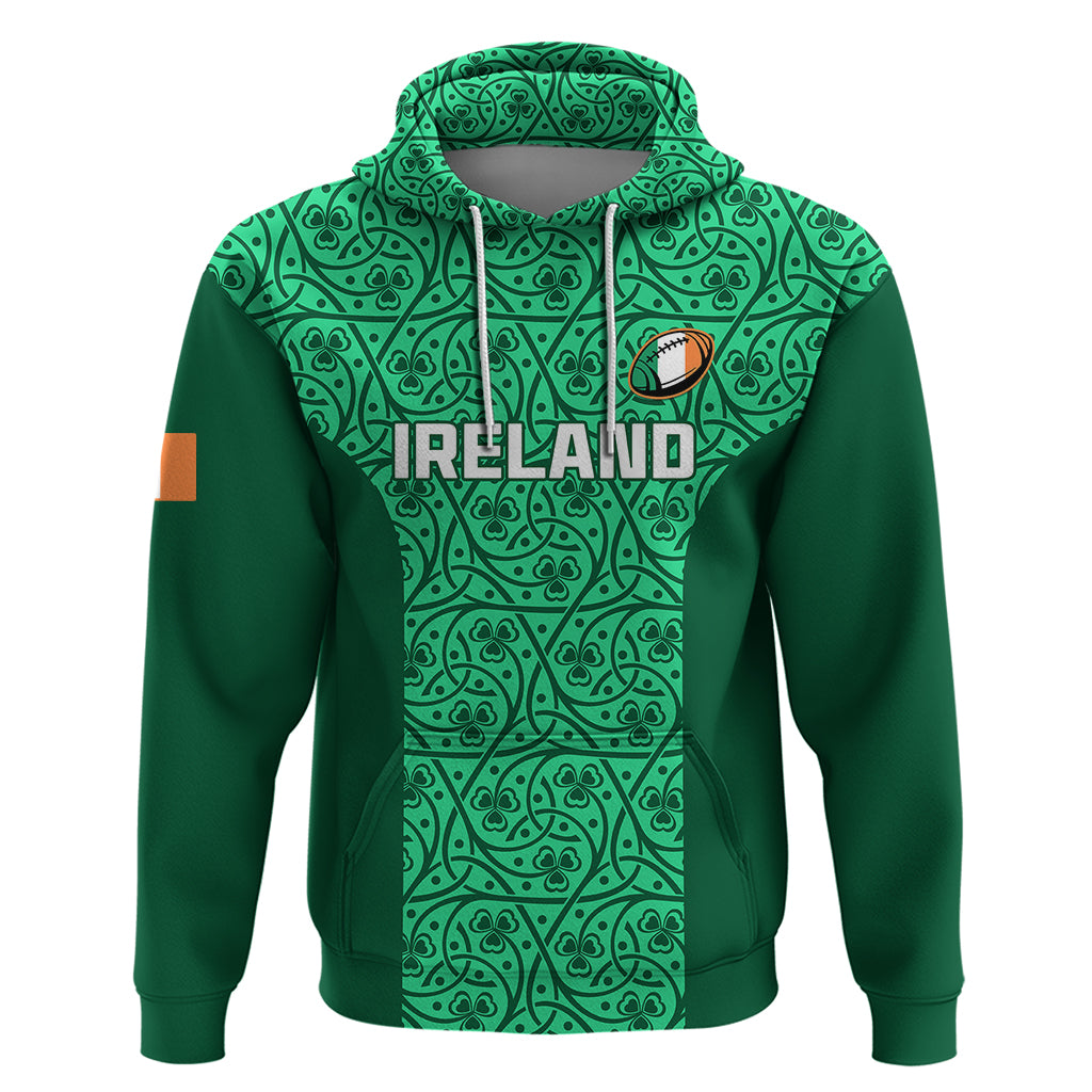 Ireland Rugby Hoodie Irish Celtic Cross Mix Shamrock Pattern LT01