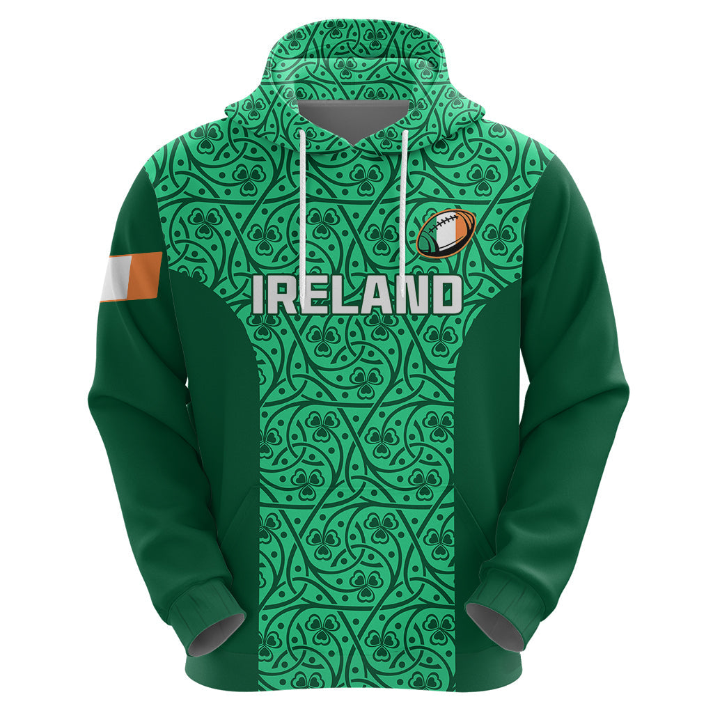 Ireland Rugby Hoodie Irish Celtic Cross Mix Shamrock Pattern LT01