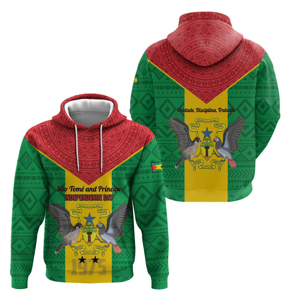 Sao Tome and Principe Independence Day Hoodie Coat Of Arms Mix African Pattern LT01