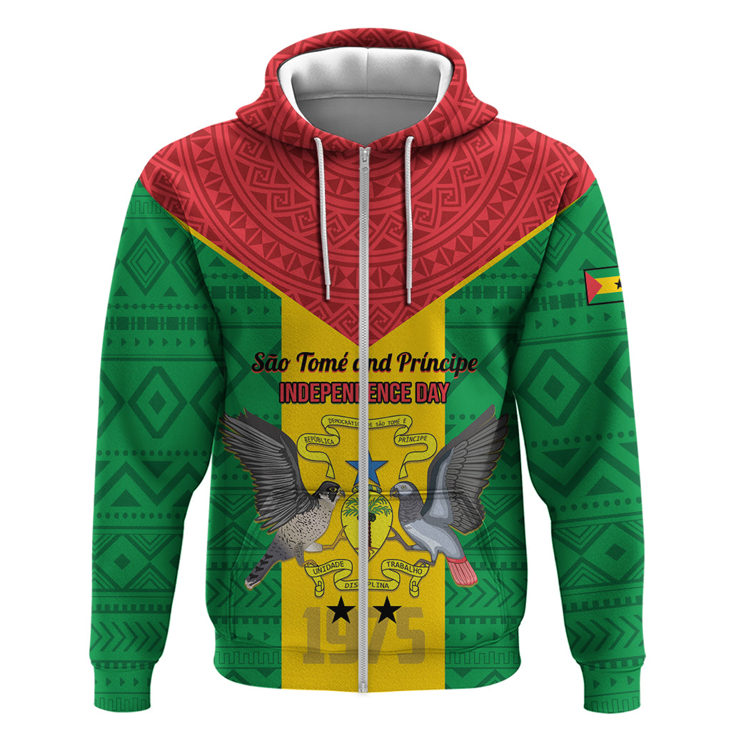 Sao Tome and Principe Independence Day Hoodie Coat Of Arms Mix African Pattern LT01
