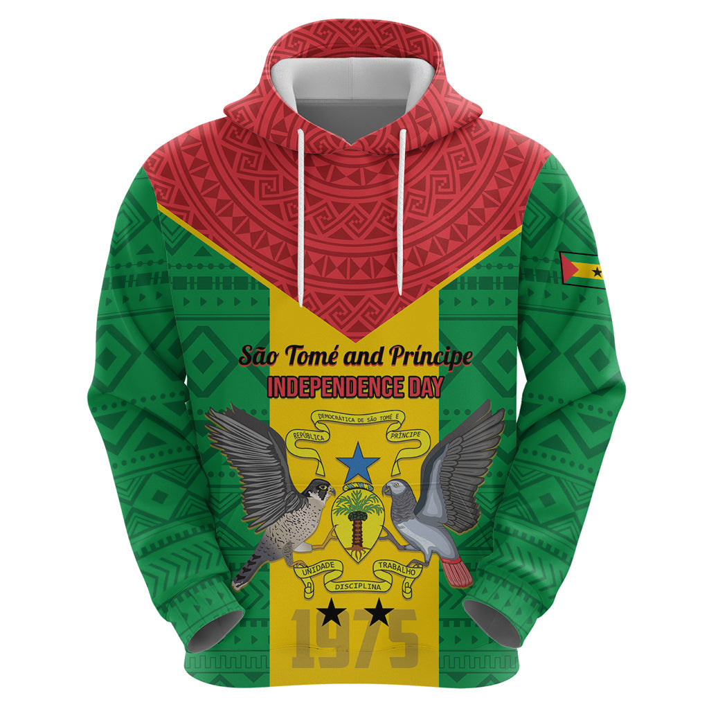 Sao Tome and Principe Independence Day Hoodie Coat Of Arms Mix African Pattern LT01