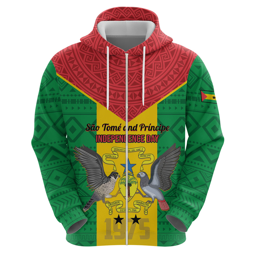 Sao Tome and Principe Independence Day Hoodie Coat Of Arms Mix African Pattern LT01