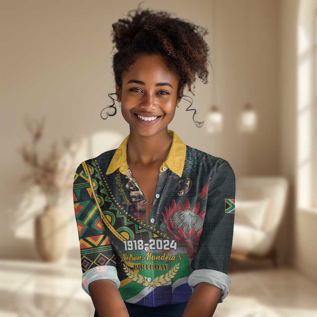 Nelson Mandela Birthday Women Casual Shirt Leader of the Nation LT01