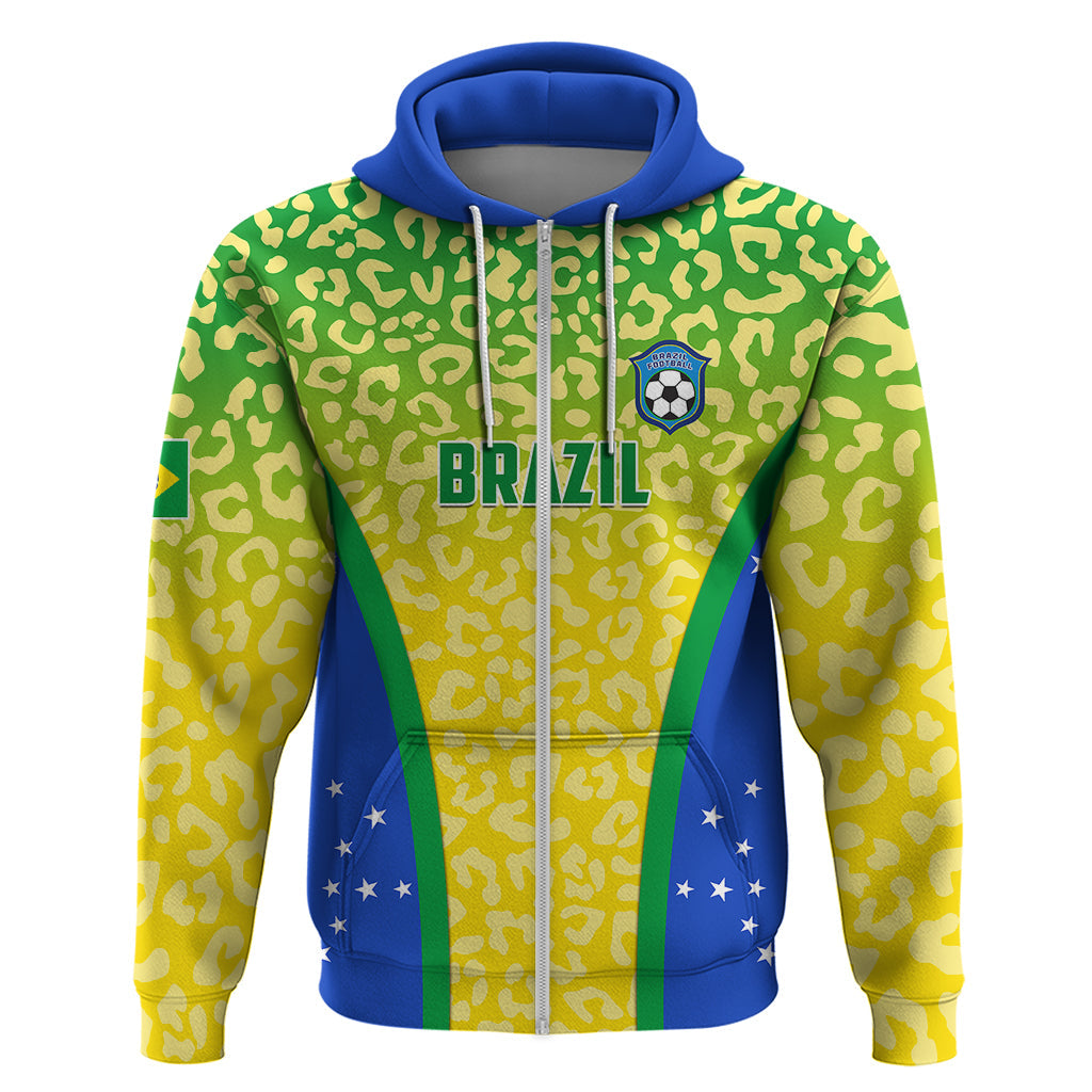 Personalised Brazil Football Hoodie Brasil Leopard Pattern LT01