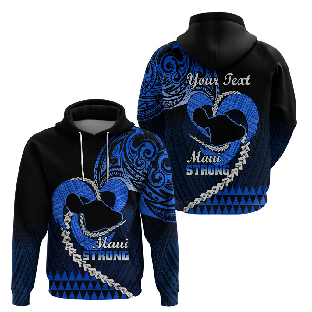 Personalised Hawaii Hoodie Maui Be Strong Kakau Blue Version LT01
