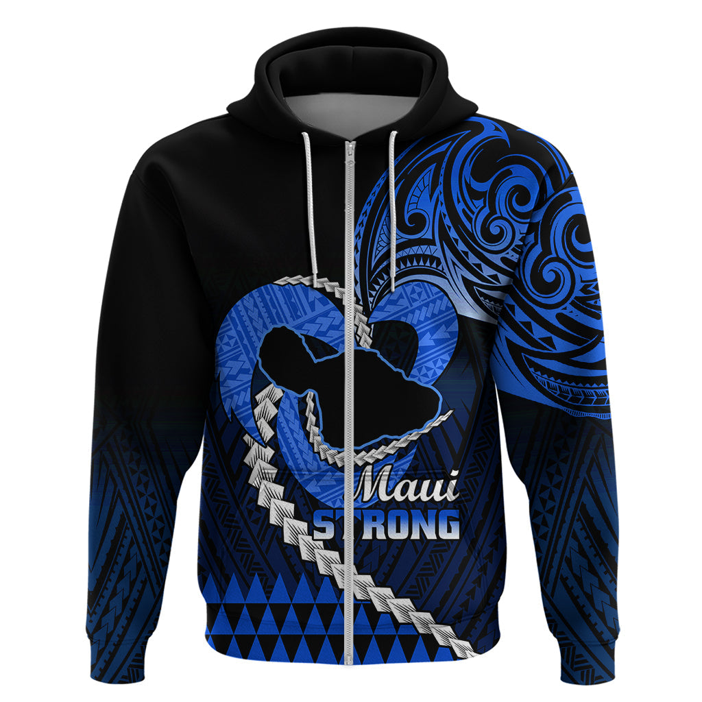 Personalised Hawaii Hoodie Maui Be Strong Kakau Blue Version LT01